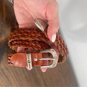 Braided Leather Belt with Silver Buckle